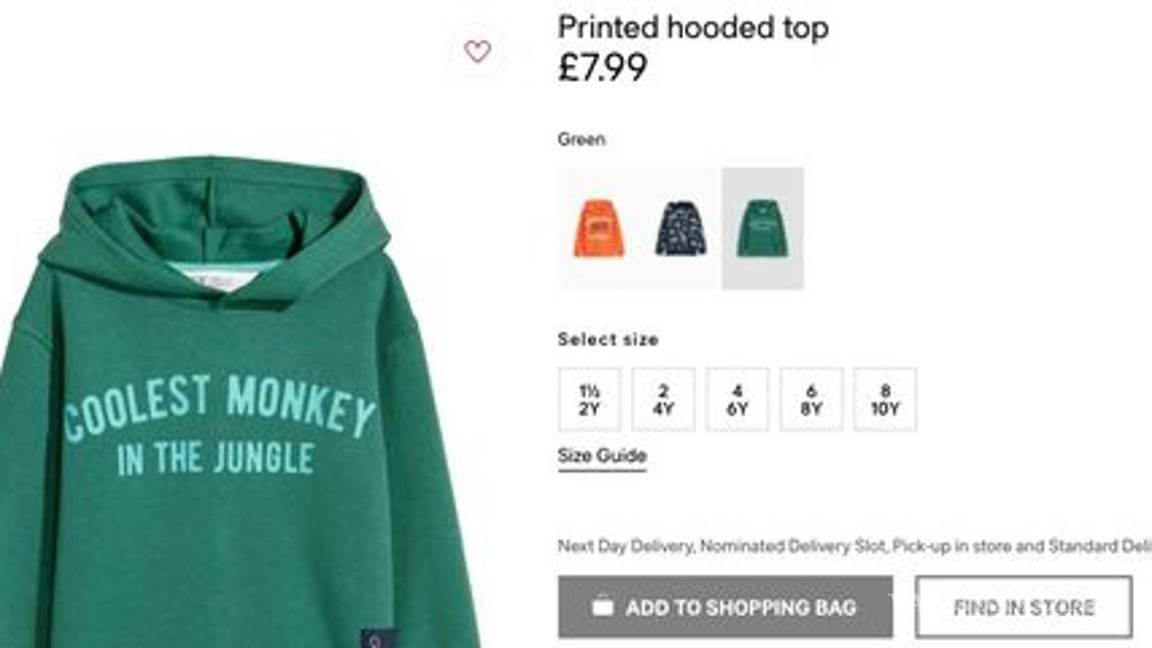 $!H&amp;M exhibe a niño afrodescendiente con sudadera que dice "El mono más cool de la selva"