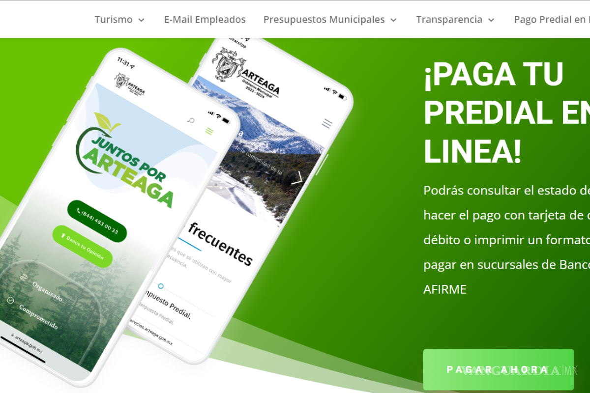 Arteaga: ya puedes pagar tu Predial en línea