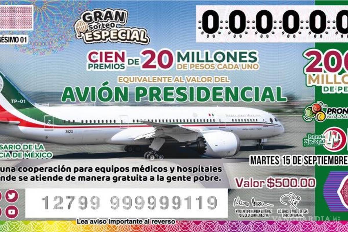 $!Premios en rifa de AMLO serán libres de impuestos... pero no será el avión