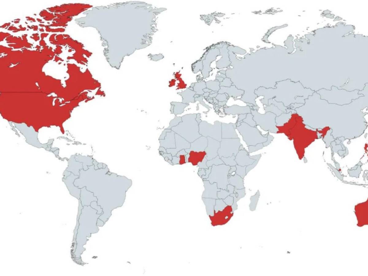 $!El rojo representa los países en donde los autores recolectaron muestras de los participantes en el estudio.