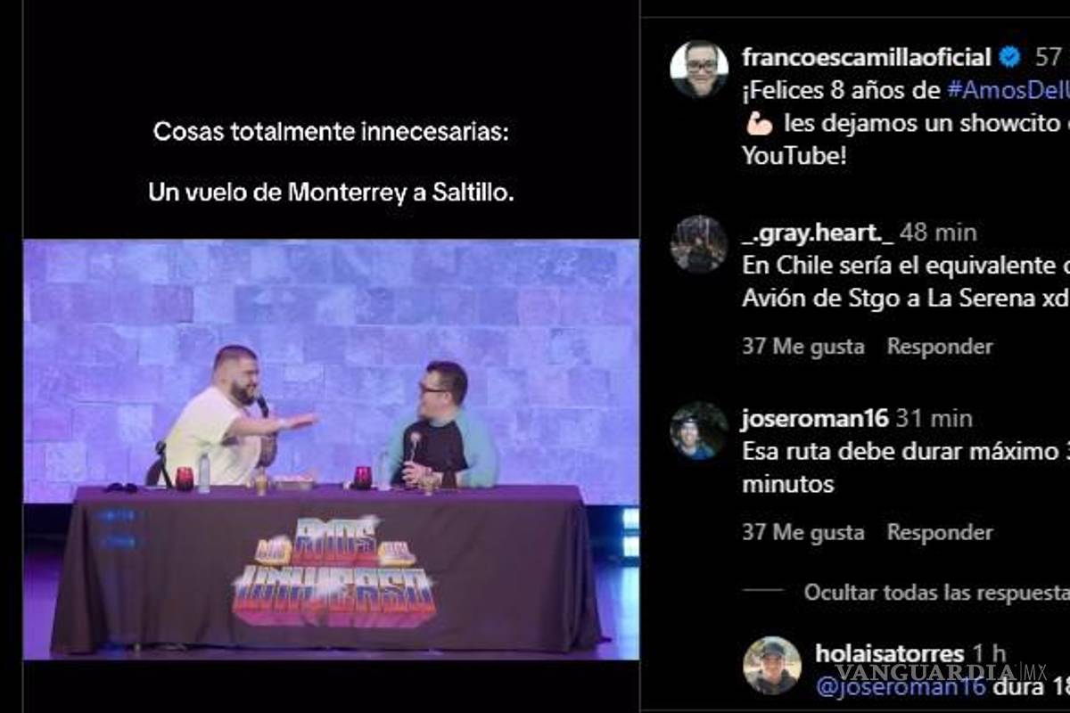 Vuelo Saltillo-Monterrey genera burlas de Franco Escamilla y La Mole durante show