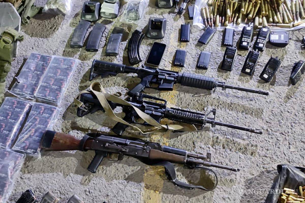 Fuerza Civil de NL asegura arsenal y equipo táctico tras enfrentamiento en Los Aldamas