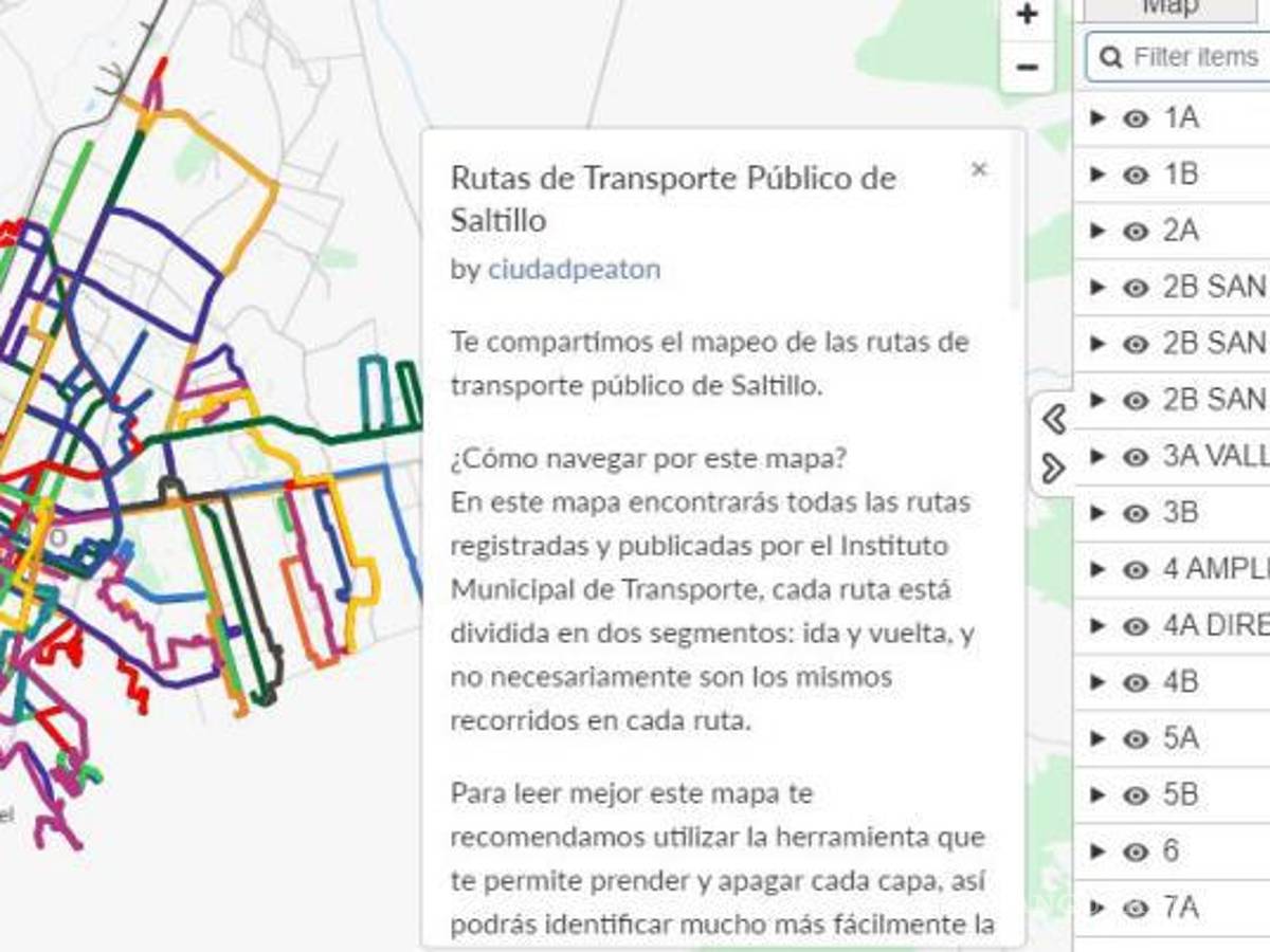 $!La ruta y las que existieron hasta abril del 2019, pueden ser consultadas en el mapa realizado por el colectivo Ciudad Peatón, una iniciativa de la urbanista Diana Infante-Vargas.