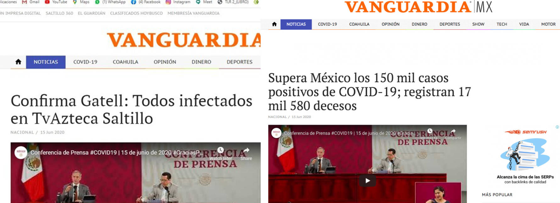 $!Falso que Vanguardia informara sobre brote de COVID-19 en otra televisora de Saltillo
