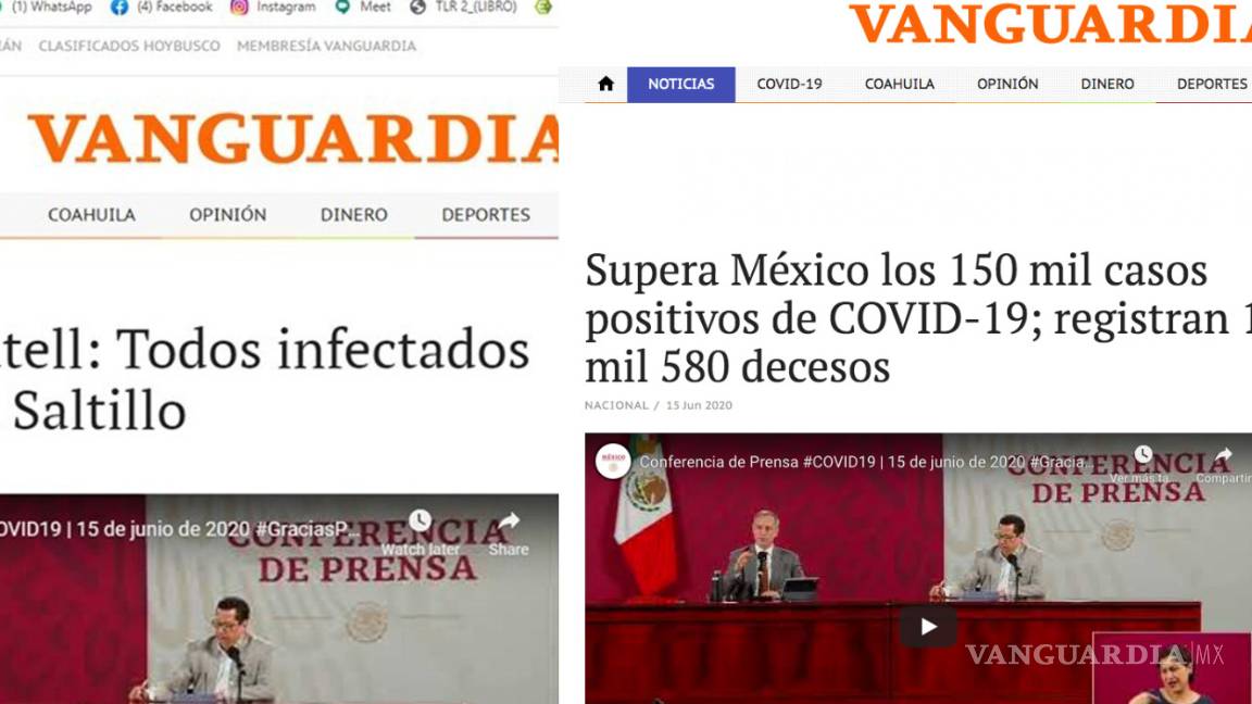 $!Falso que Vanguardia informara sobre brote de COVID-19 en otra televisora de Saltillo