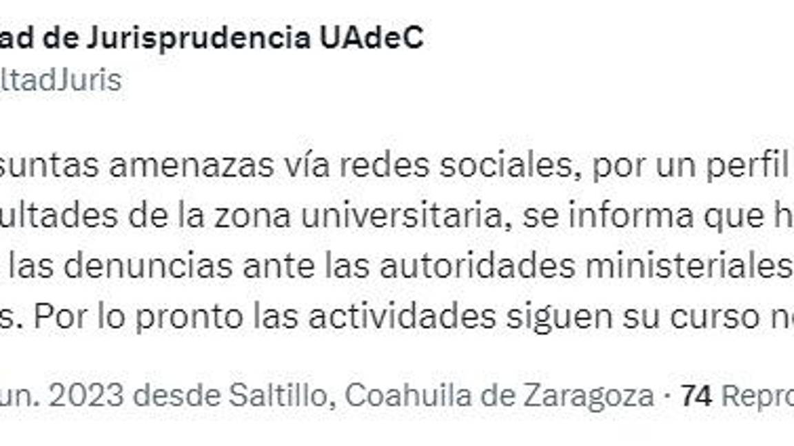 $!Amenazan con tiroteo en campus rectoría de la UAdeC