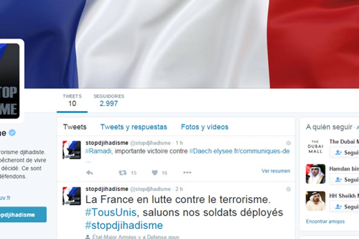 Francia abre cuentas antiyihadistas en Twitter y Facebook