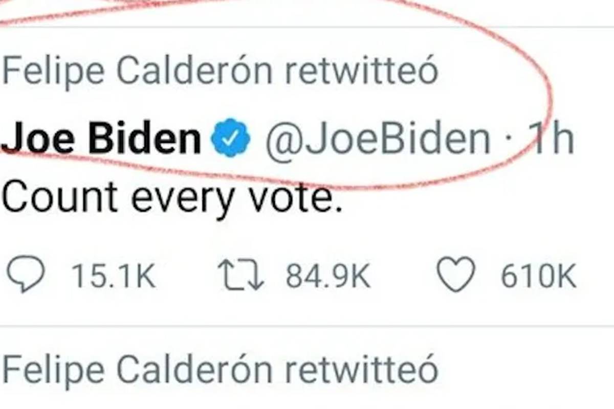 Calderón pide “contar cada voto” en EU y usuarios de Twitter le reclaman por la elección de 2006