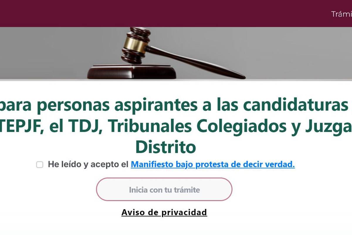 $!Así luce el sitio que el Poder Ejecutivo publicó para que los interesados puedan registrarse al proceso para selección de jueces, ministros y magistrados del Poder Judicial | Foto: Especial