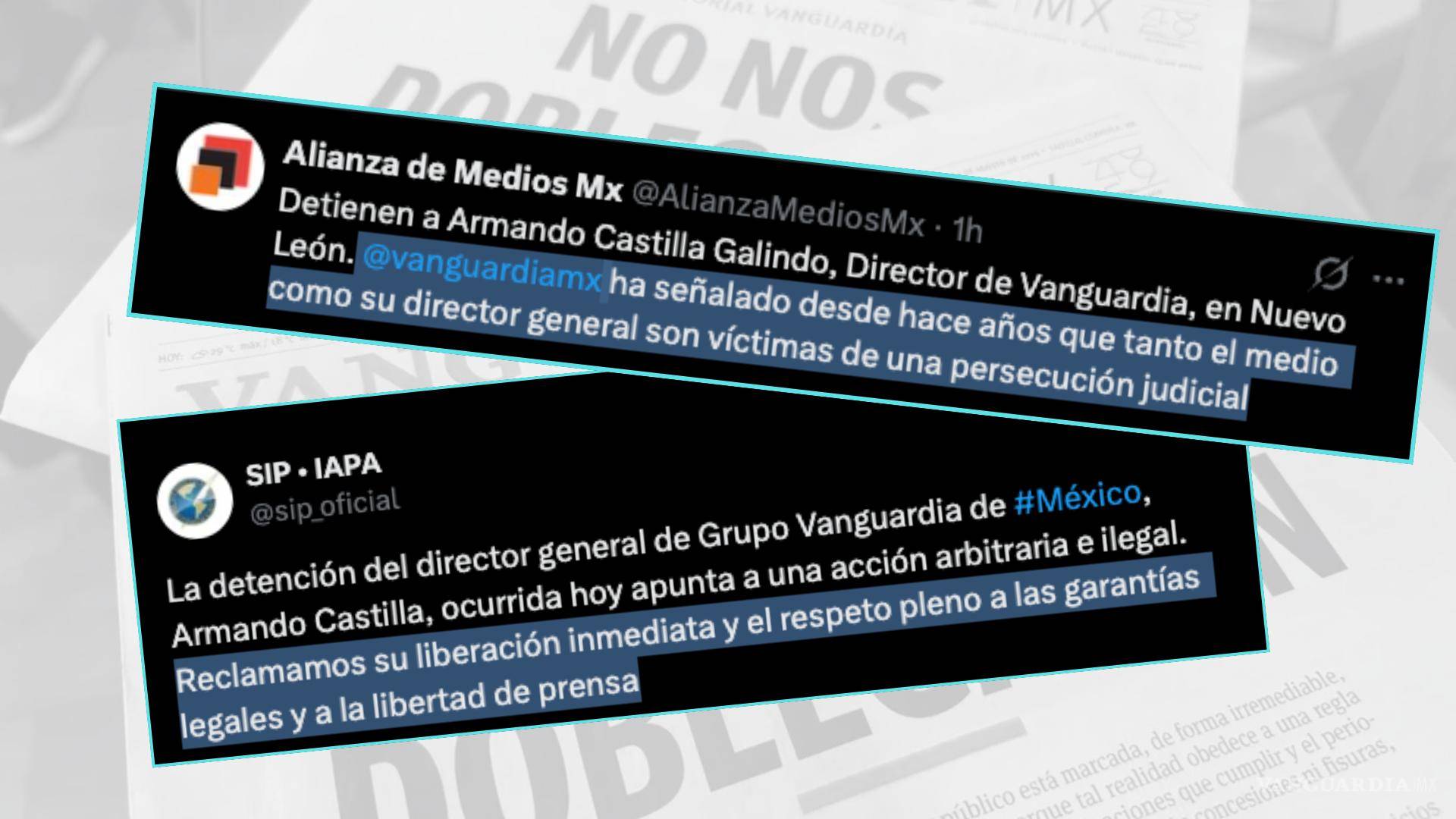 $!SIP urge liberación de director de Vanguardia; Alianza de Medios MX se une al reclamo
