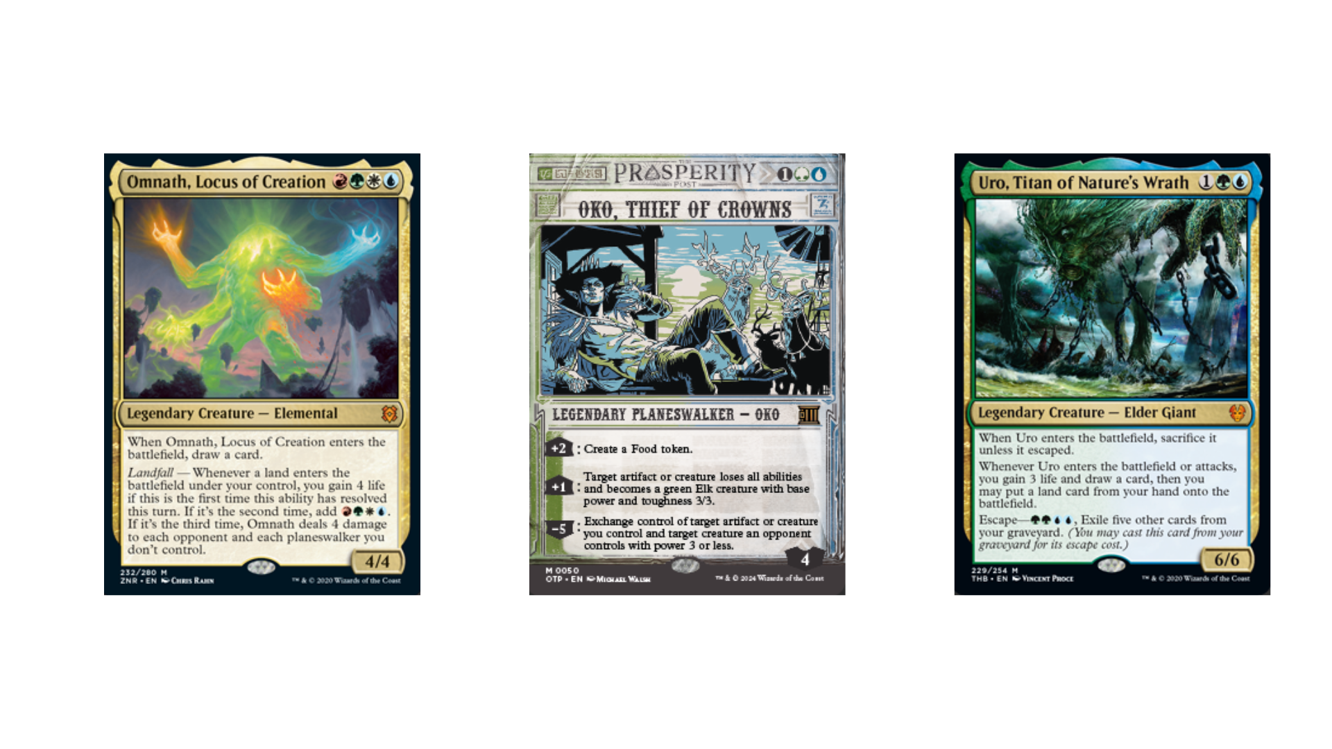 $!Omnath, Locus of Creation, Oko, Thief of Crowns y Uro, Titan of Nature’s Wrath - Cartas baneadas en STANDARD