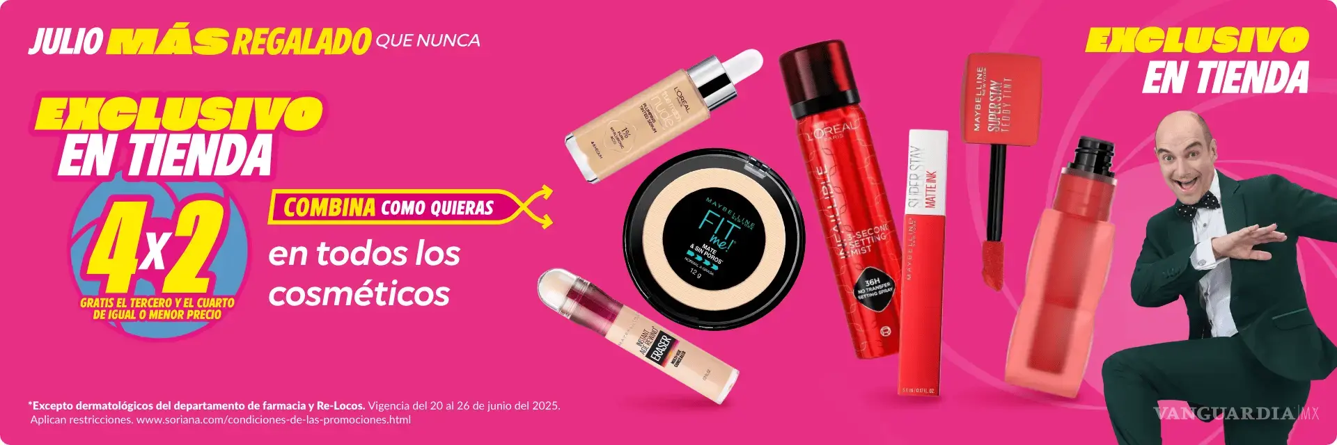 $!Soriana lanza promoción 4x2 en maquillaje Maybelline, Revlon, L’Oréal Paris y más por Julio Regalado
