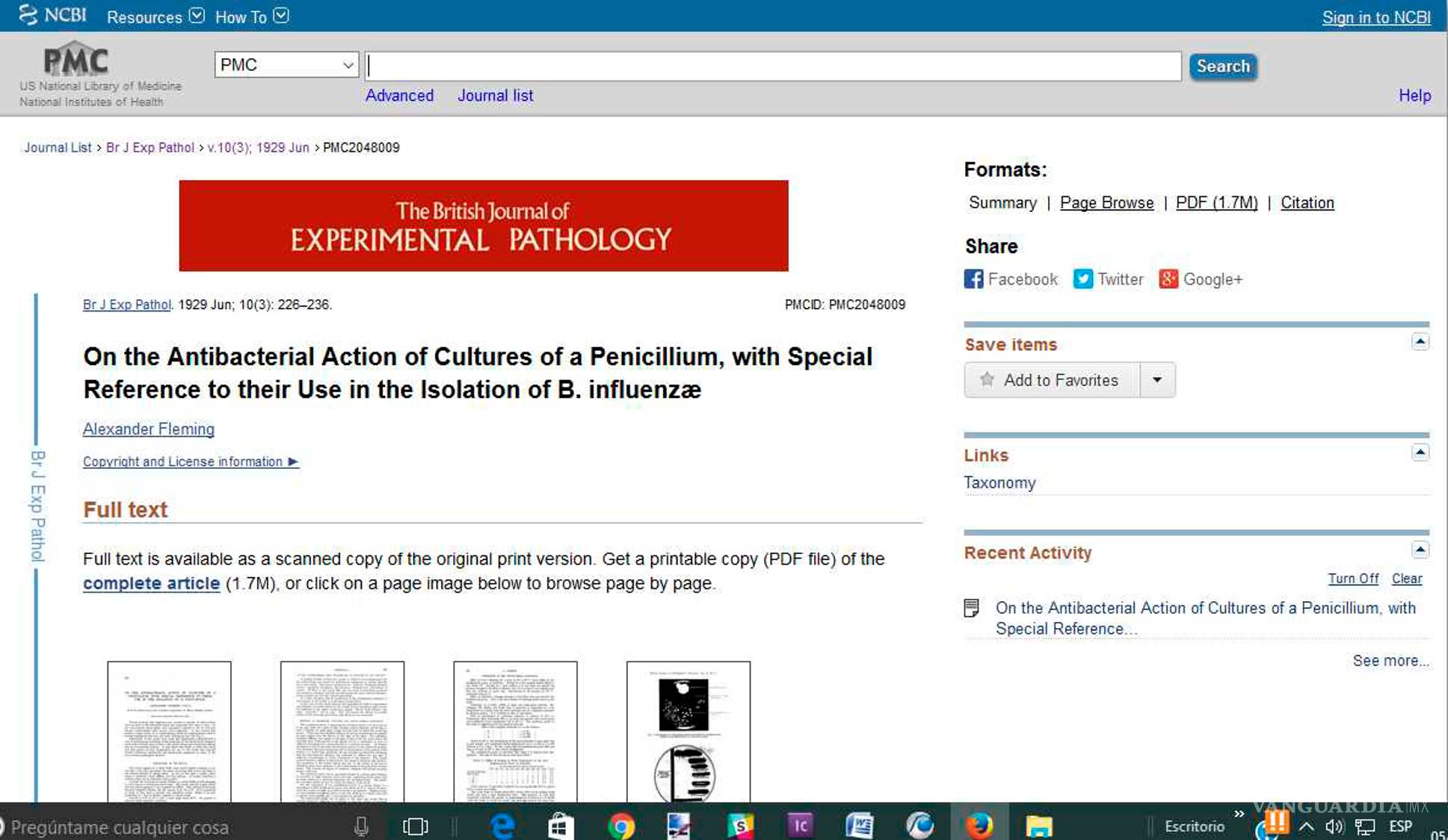 $!La historia detrás del busto de Sir Alexander Fleming