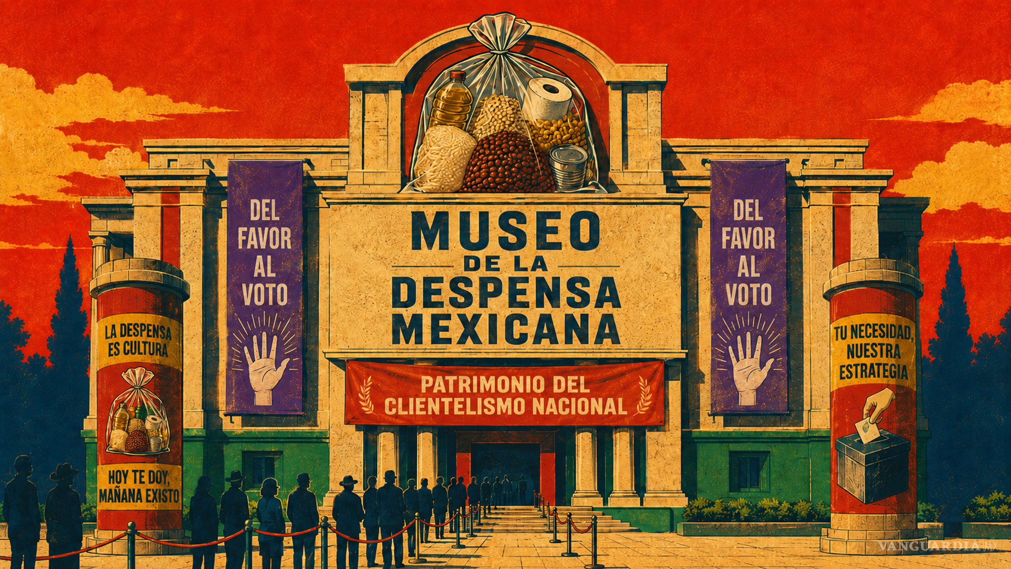 $!En la sátira (o un México no tan lejano) del Museo de la Despensa Mexicana, los apoyos alimentarios aparecen como piezas de una colección histórica: cambian los empaques, pero no siempre cambia la lógica del intercambio.