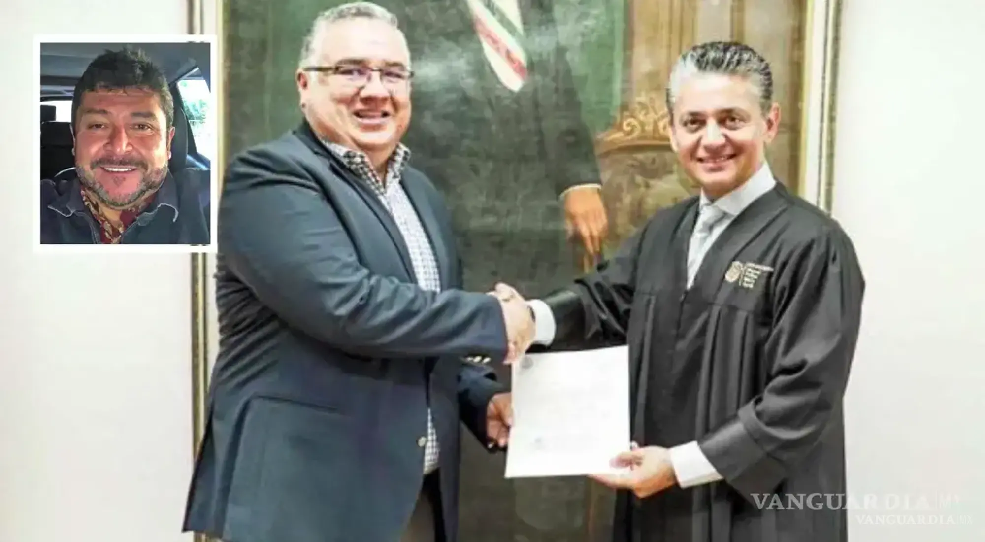$!Luis Gerardo Marines González, quien actualmente es parte del Poder Judicial del Estado, y Sergio Carrillo Campos (en recuadro), exdirector del Registro Público de Monclova en tiempos de Humberto Moreira, son los socios de esta empresa.