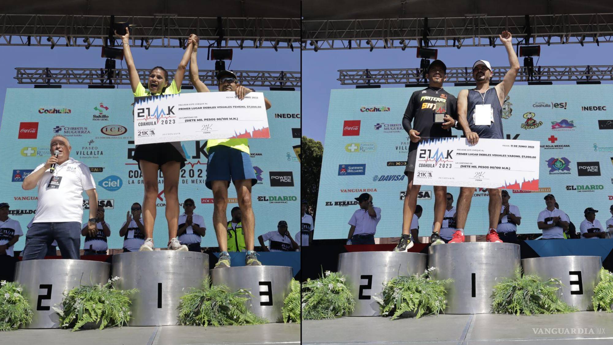 $!Las personas con discapacidad visual corrieron de la mano de su guía.