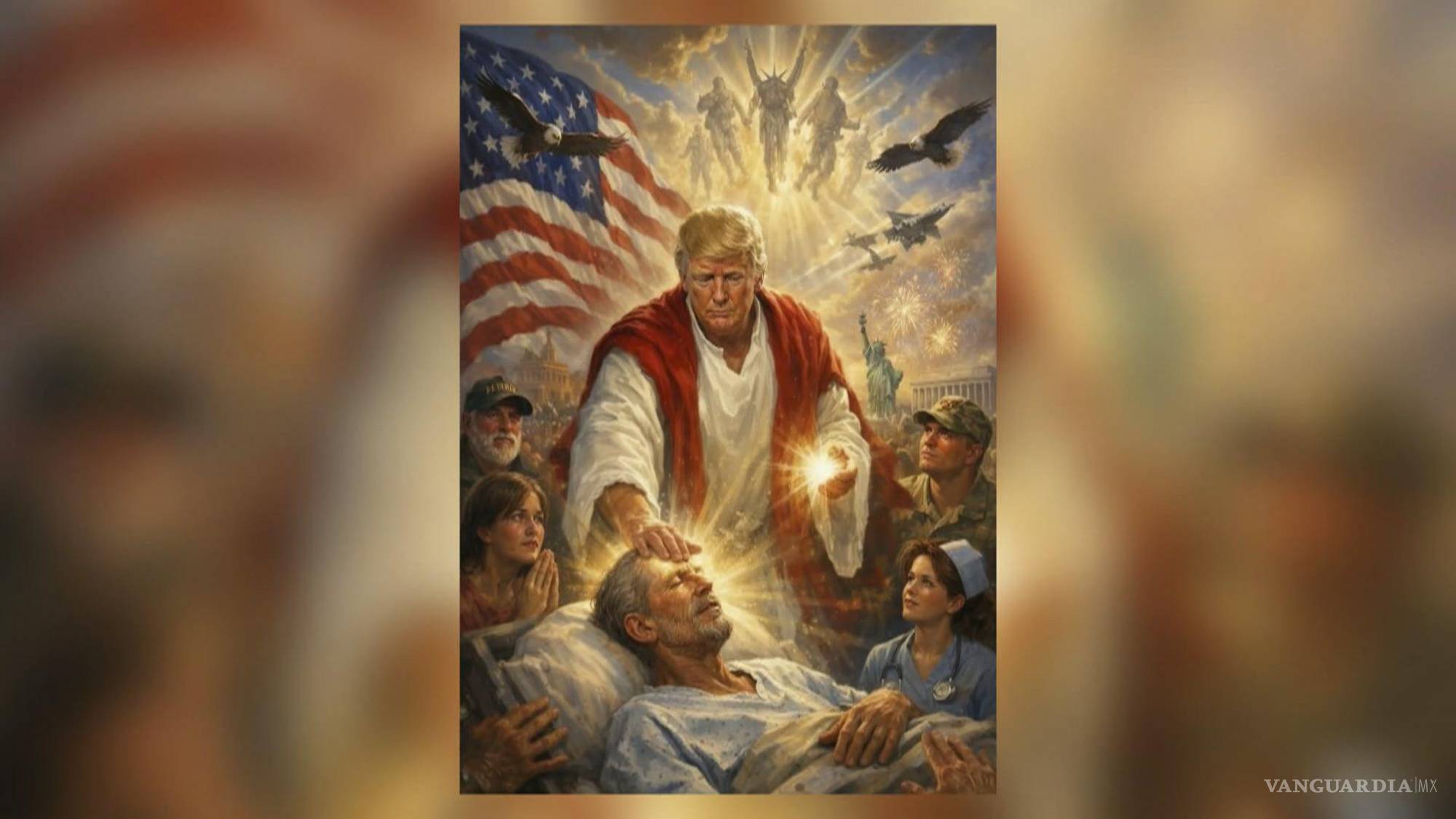 $!Donald Trump, publicó en su red social Truth una imagen, al parecer creada por inteligencia artificial, en la que se muestra encarnando a la figura de Jesucristo.