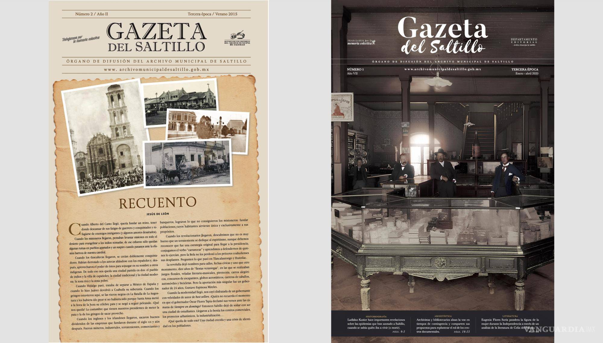 $!La Gazeta del Saltillo es una publicación recurrente del Archivo Municipal de Saltillo. Por muchos años estuvo coordinada y editada por el maestro Jesús de León. Hoy el proyecto lo lleva Iván Vartan, jefe de difusión del AMS y coordinador del Programa de Modernización para la Fototeca.