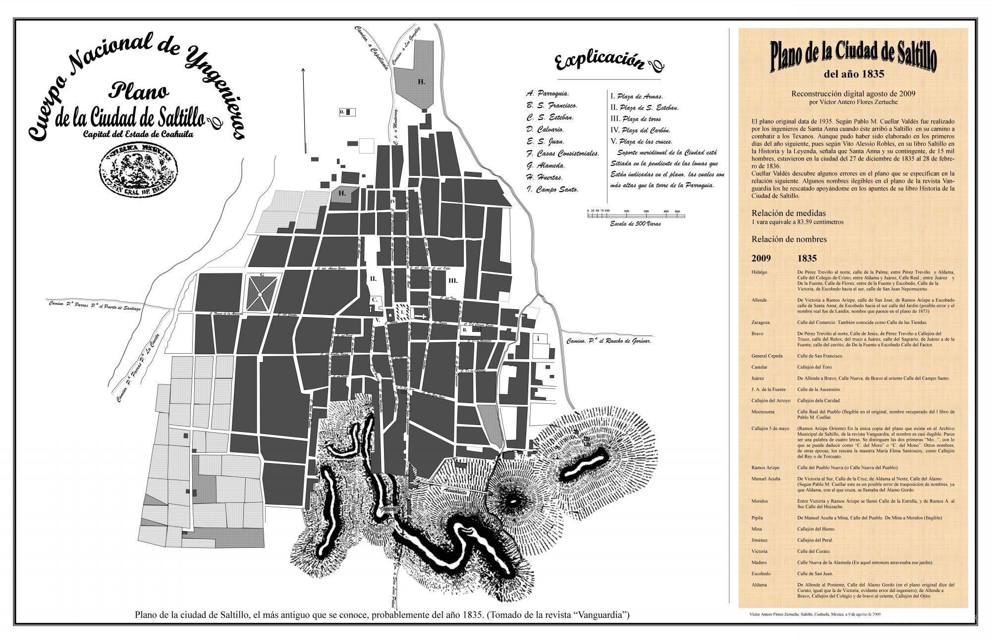 $!Primer plano de la ciudad de Saltillo correspondiente a 1835