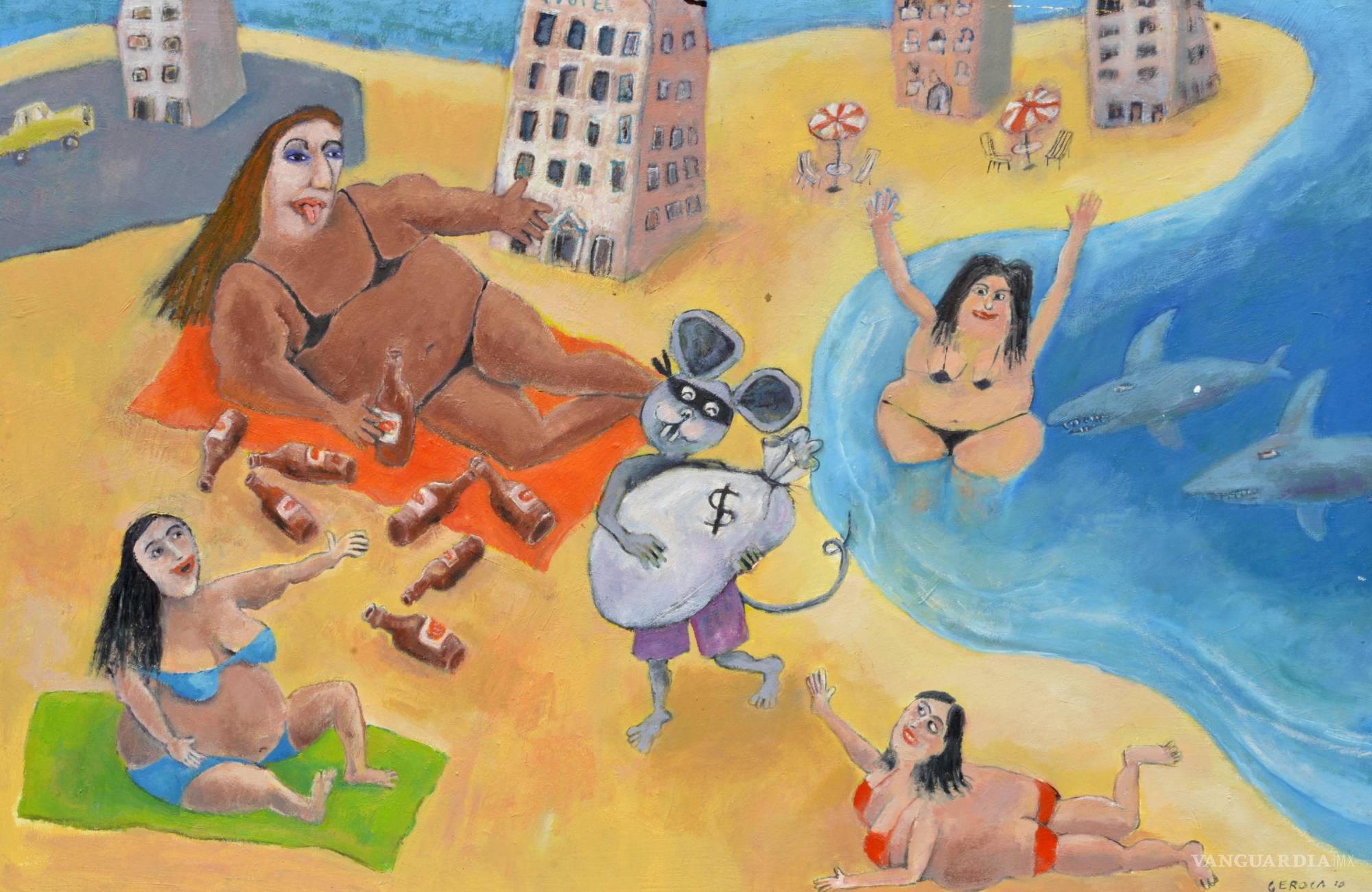 $!”Presumiendo botín en la playa”, Geroca, 2010.