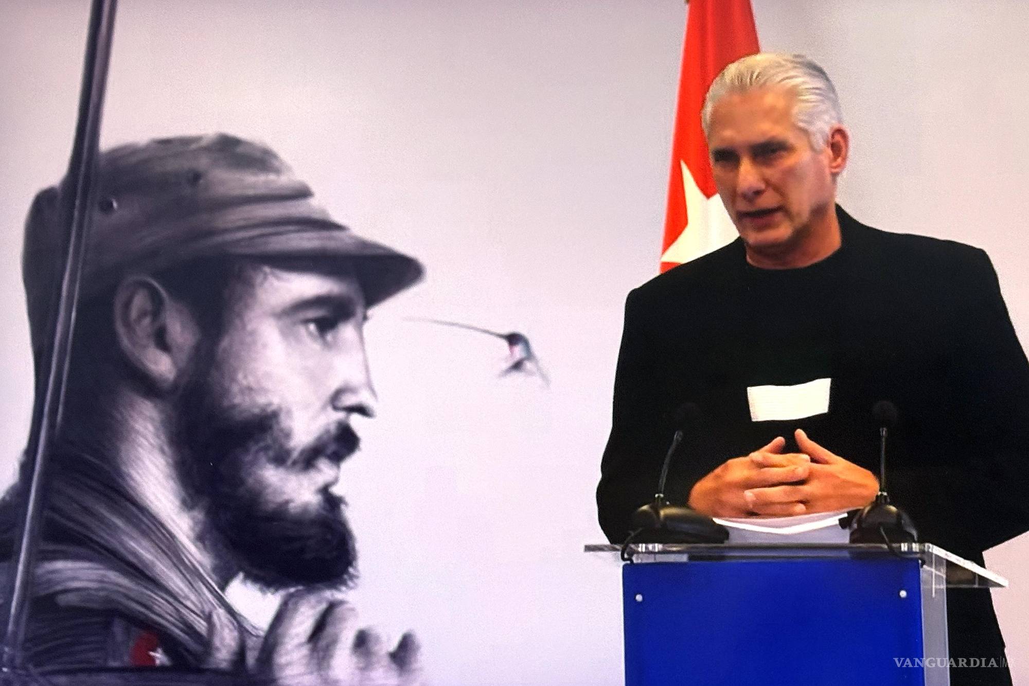 $!Captura de pantalla tomada de una transmisión de la Presidencia de Cuba, del mandatario Miguel Díaz-Canel, hablando en La Habana, Cuba.