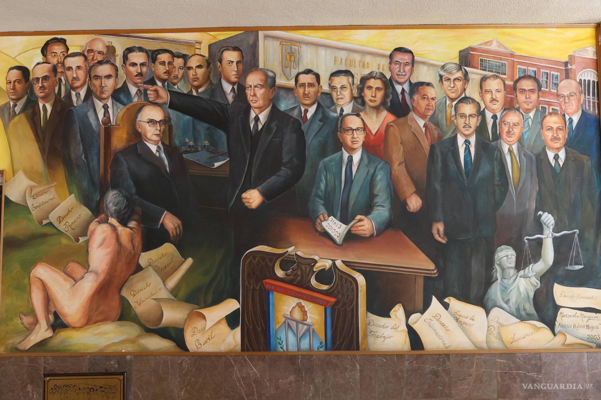 $!UBI JUS IBI SOCIETAS 60 Aniversario Facultad de Jurisprudencia. Mercedes Murguía. 2003. Categoría: Educación. Facultad de Jurisprudencia UAdeC.