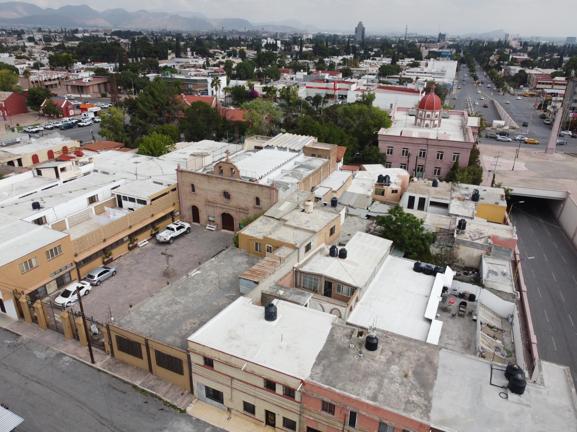 $!Vista aérea de la Iglesia del Calvario ubicada la Zona Centro.