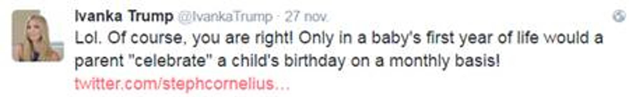 $!Redes se burlan de Ivanka Trump por error sobre su bebé