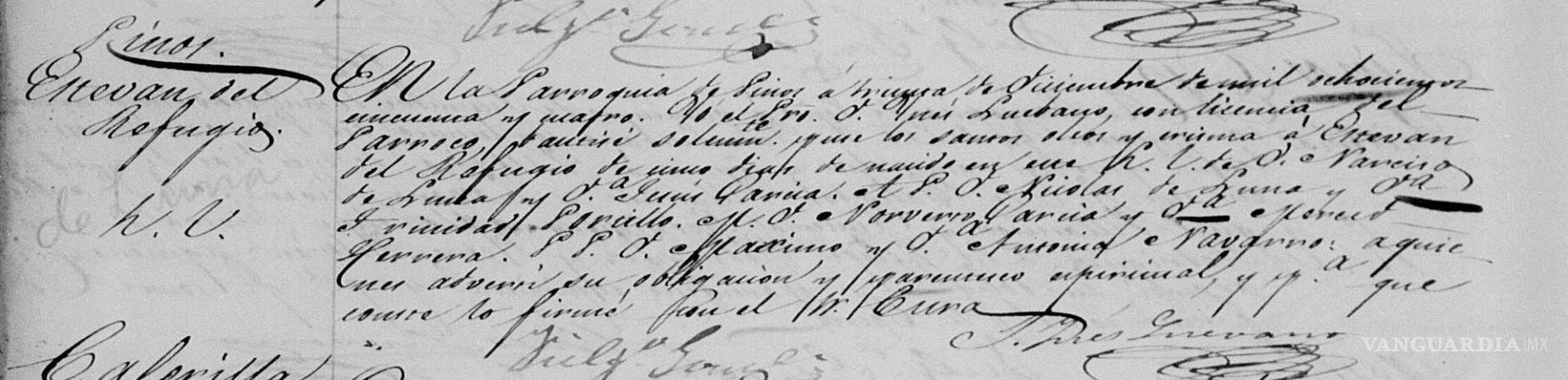 $!Parroquia de Pinos, Zacatecas, 30 de diciembre de 1854. Asiento bautismal donde se registra a Esteban del Refugio Luna Portillo García.