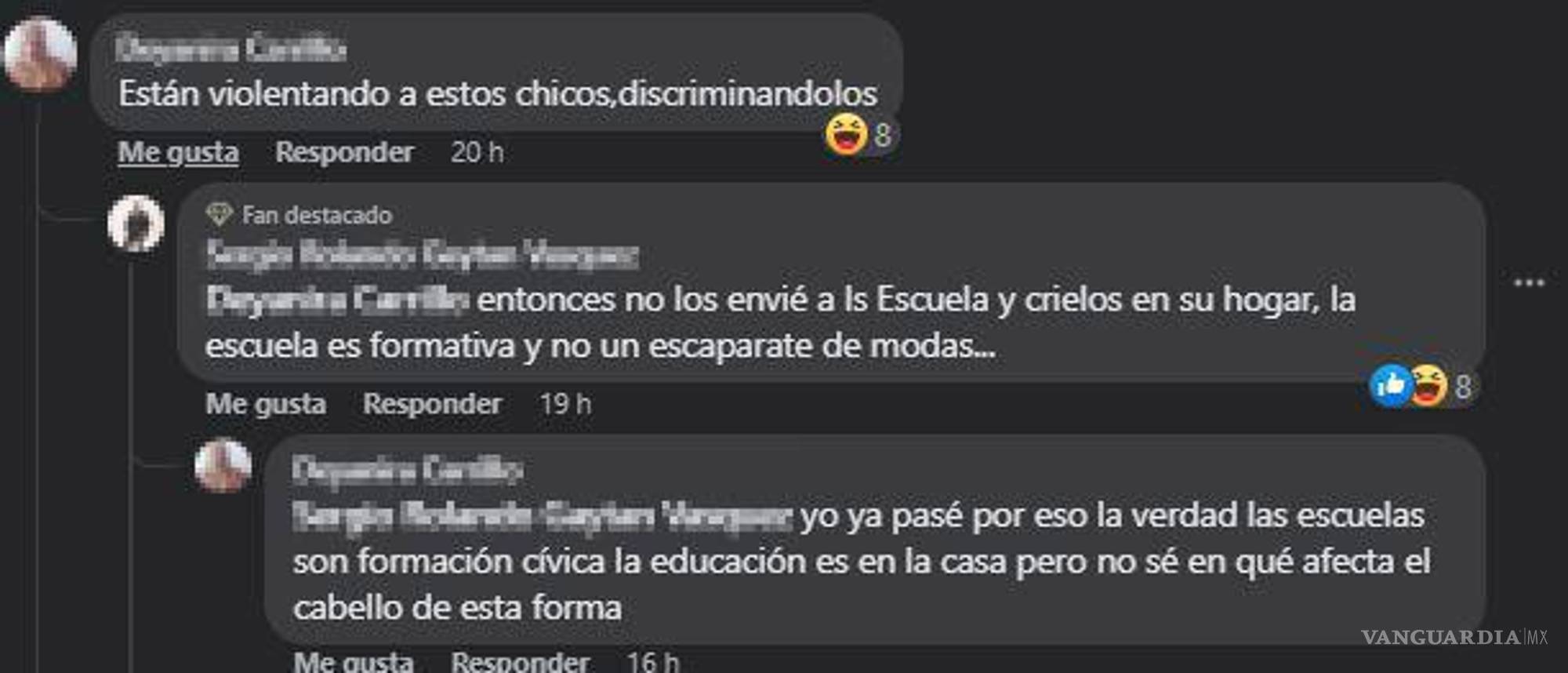 $!Incluso, en un comentario donde una madre de familia expresó que no le parecía la resolución del plantel se formó un debate.