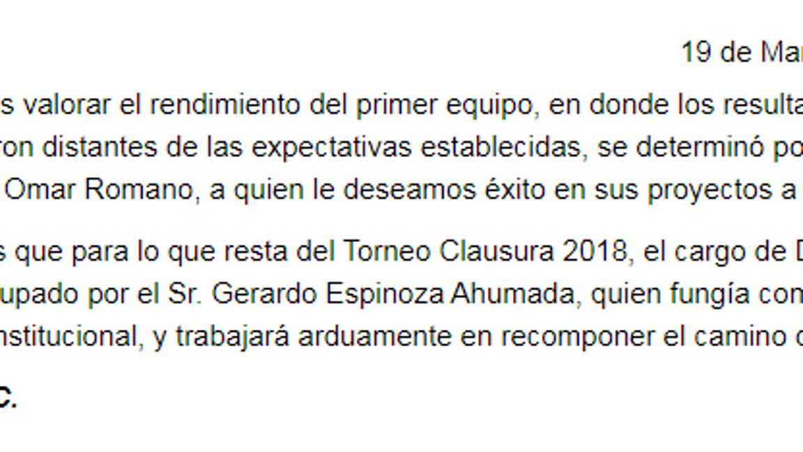 $!Cesan a Rubén Omar Romano del Atlas