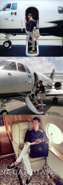 $!Hijo fashionista de General presume su 'vida de oro' y viaje en el avión presidencial