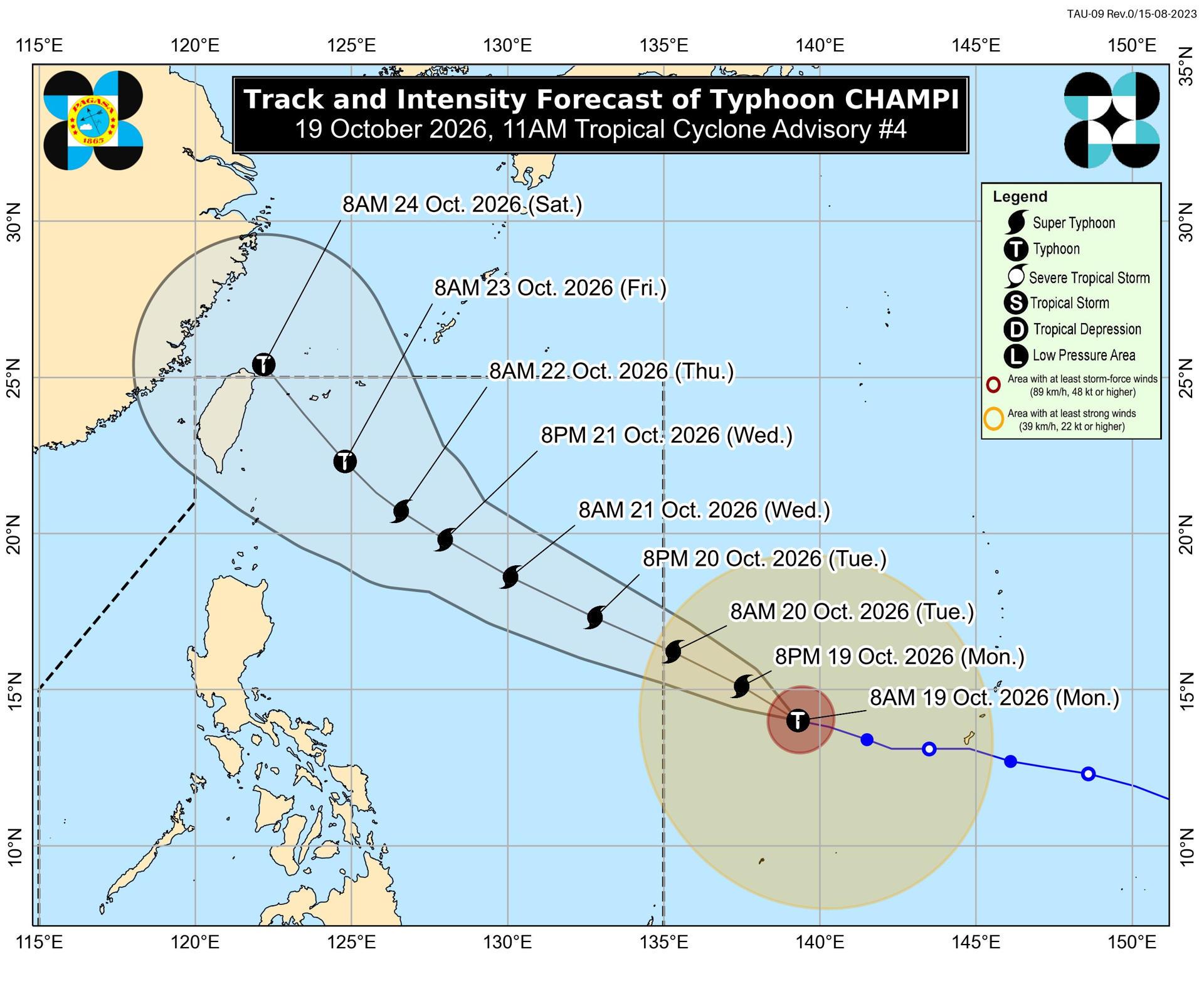 Alcanza el supertifón Champi su intensidad máxima con 215 km/h y Filipinas eleva la alerta en el norte