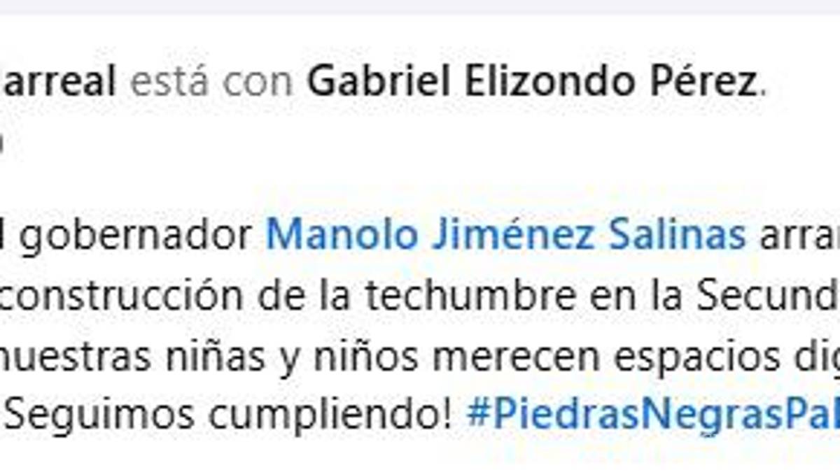 Amaga alcalde de Piedras Negras con movilización social para exigir a Manolo Jiménez autorice techumbres escolares