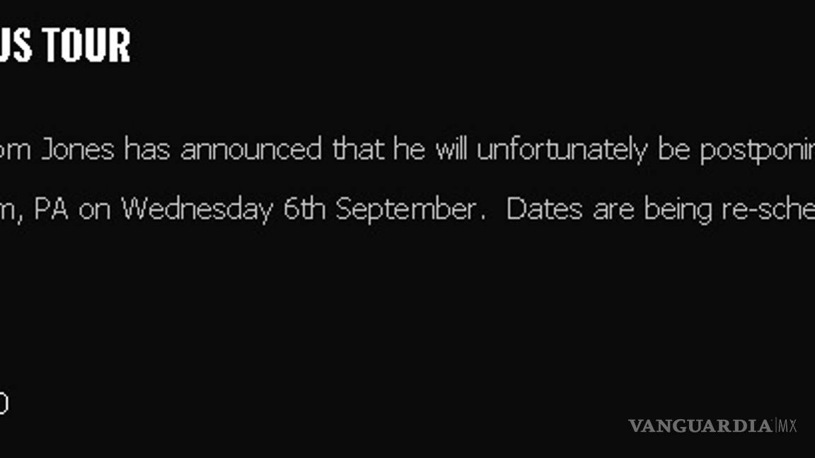 $!Tom Jones cancela tour en EU por "indicaciones médicas"