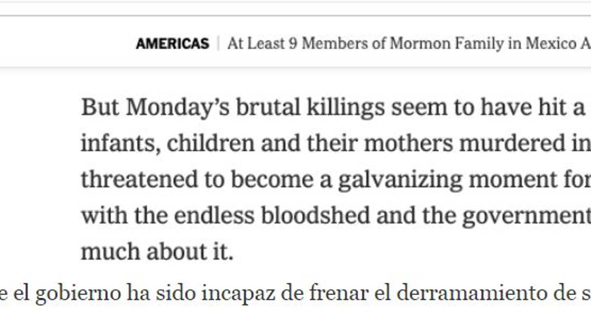 $!Prensa internacional califica de incapaz y en crisis al Gobierno de AMLO, tras ataque a la familia LeBarón