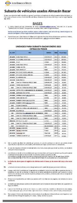 Subasta AHMSA vehículos que formaban parte de su flotilla