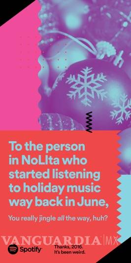 $!"Gracias 2016, ha sido extraño". La campaña que revela todo lo que Spotify sabe de nosotros