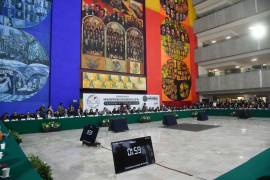 Sesión de las Comisiones Unidas de Puntos Constitucionales y de Reforma Político-Electoral en la que comenzó la discusión de la Reforma Electoral 2026 enviada por el ejecutivo federal, realizada en el lobby del Edificio E de la Cámara de Diputados.