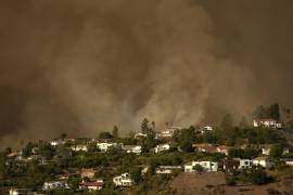 El incendio en Mandeville Canyon en Los Ángeles el 11 de enero del 2025. (AP foto/Jae C. Hong)