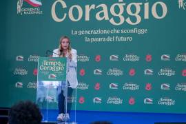 La primera ministra italiana Giorgia Meloni asiste a Fenix, el festival juvenil de la FdI, en Roma, el domingo 20 de septiembre de 2026.