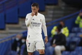 Hazard hace un 'Oribe Peralta' y pide disculpas a la afición del Madrid