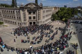Manifestación de estudiantes del Instituto Tecnológico de Saltillo que exigen la renuncia de su directora.