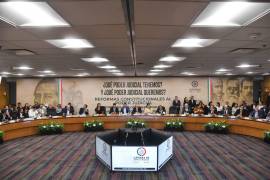 Primera mesa del “Diálogos nacionales sobre la reforma constitucional al poder judicial” realizado en el salón del protocolo de la Cámara de Diputados.