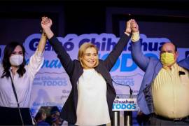 La panista Maru Campos, ahora gobernadora de Chihuahua, en imagen de archivo el día 6 de junio del 2021, día de las elecciones en aquella entidad. FOTO: CUARTOSCURO.COM