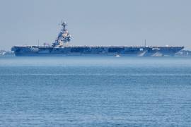 El portaaviones USS Gerald R. Ford saliendo de la Base Naval Norfolk, en Norfolk, Virginia, el 23 de junio del 2025.FOTO: