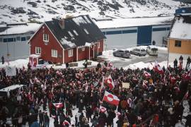 Una protesta contra la intervención estadounidense en Groenlandia en Nuuk, el 17 de enero de 2026.