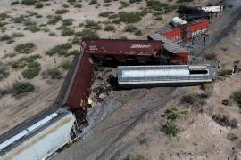 Fotografía aérea que muestra el descarrilamiento de un tren el 3 de septiembre en el norte del país, este miércoles en Ciudad Juárez, México.