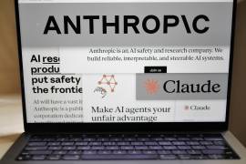 Páginas del sitio de Anthropic y logos de la compañía se ven en una computadora en Nueva York, el 26 de febrero de 2026.
