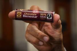 Presentación de la línea de Chocolate Bienestar, en sus versiones de mesa, en barra y en polvo. Esto durante la conferencia matutina realizada en Palacio Nacional.